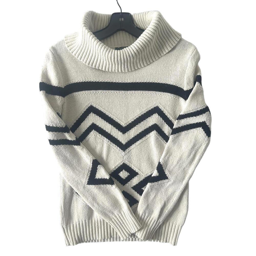 Lauren Jeans Co. Ralph Lauren Women Turtleneck cotton Blend Boho Knit Sweater-S - Picture 1 of 9
